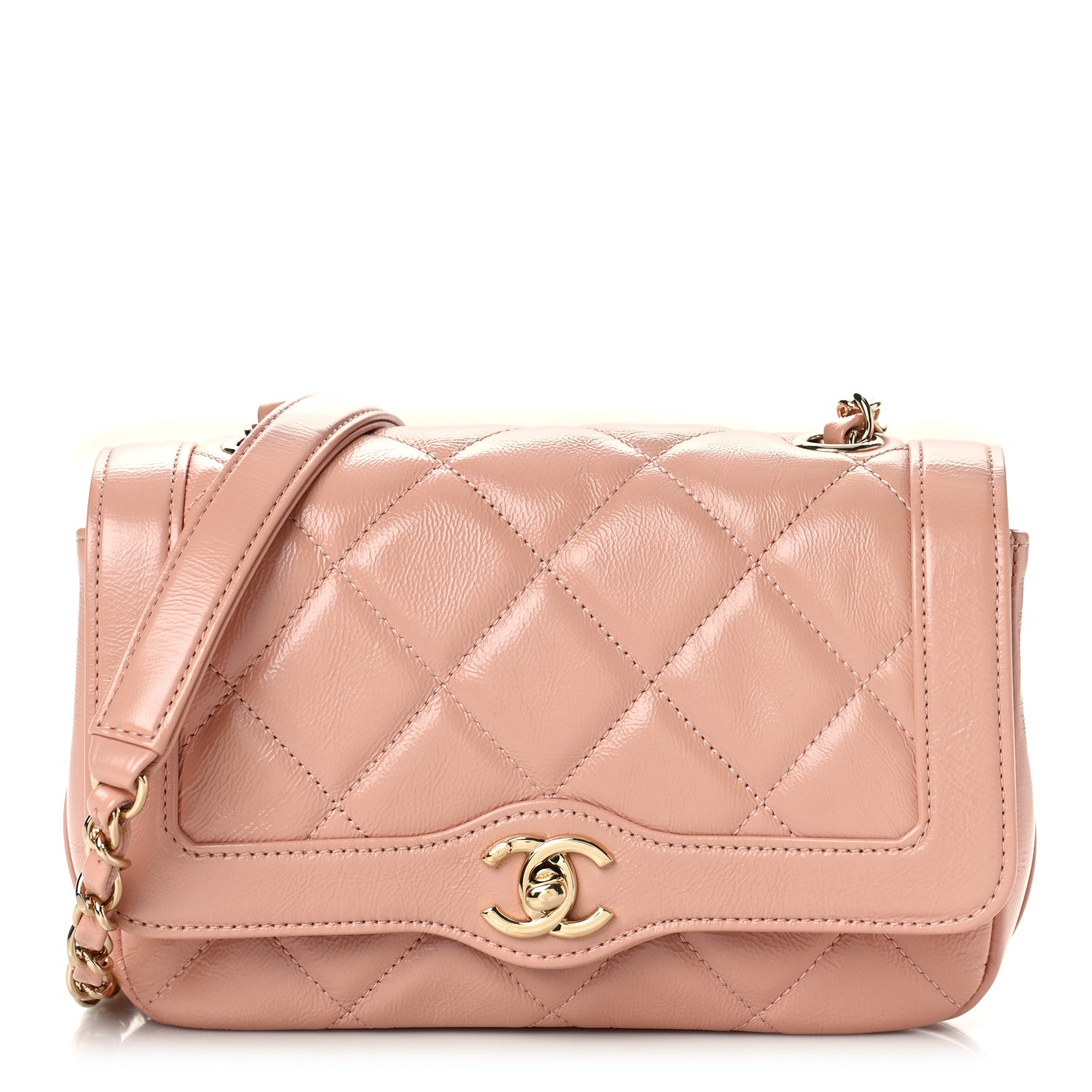 Chanel Crumpled Glazed Lambskin Quilted Mini Hold The Line Flap Light Pink 1 of 9