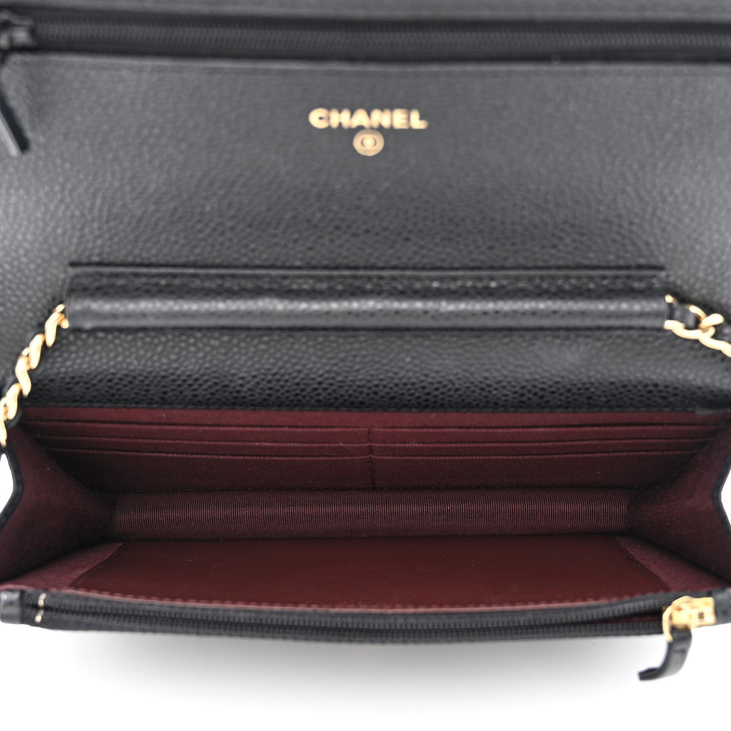 Caviar Quilted Wallet on Chain WOC Black