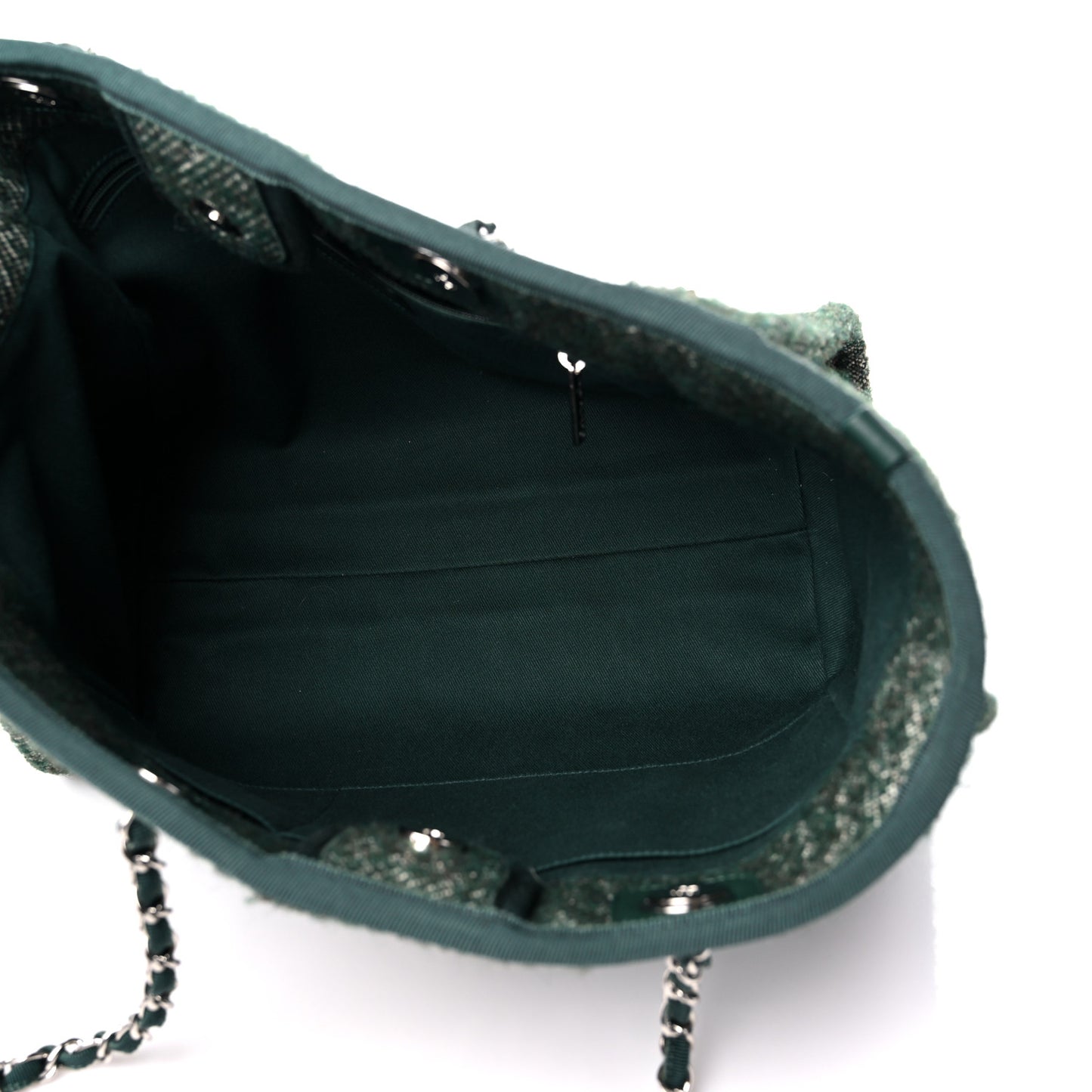 Mixed Fibers Calfskin Small Deauville Tote Green