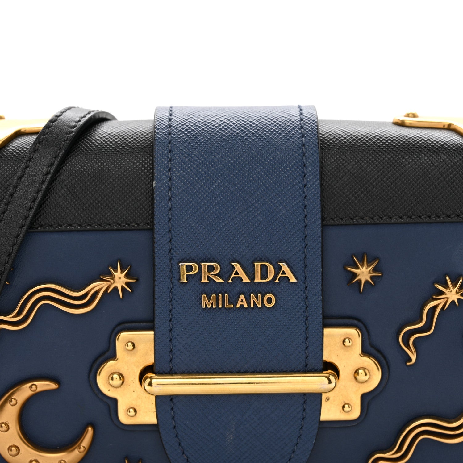 Prada City Calf Saffiano Astrology Cahier Bag Bluette Black 5 of 10