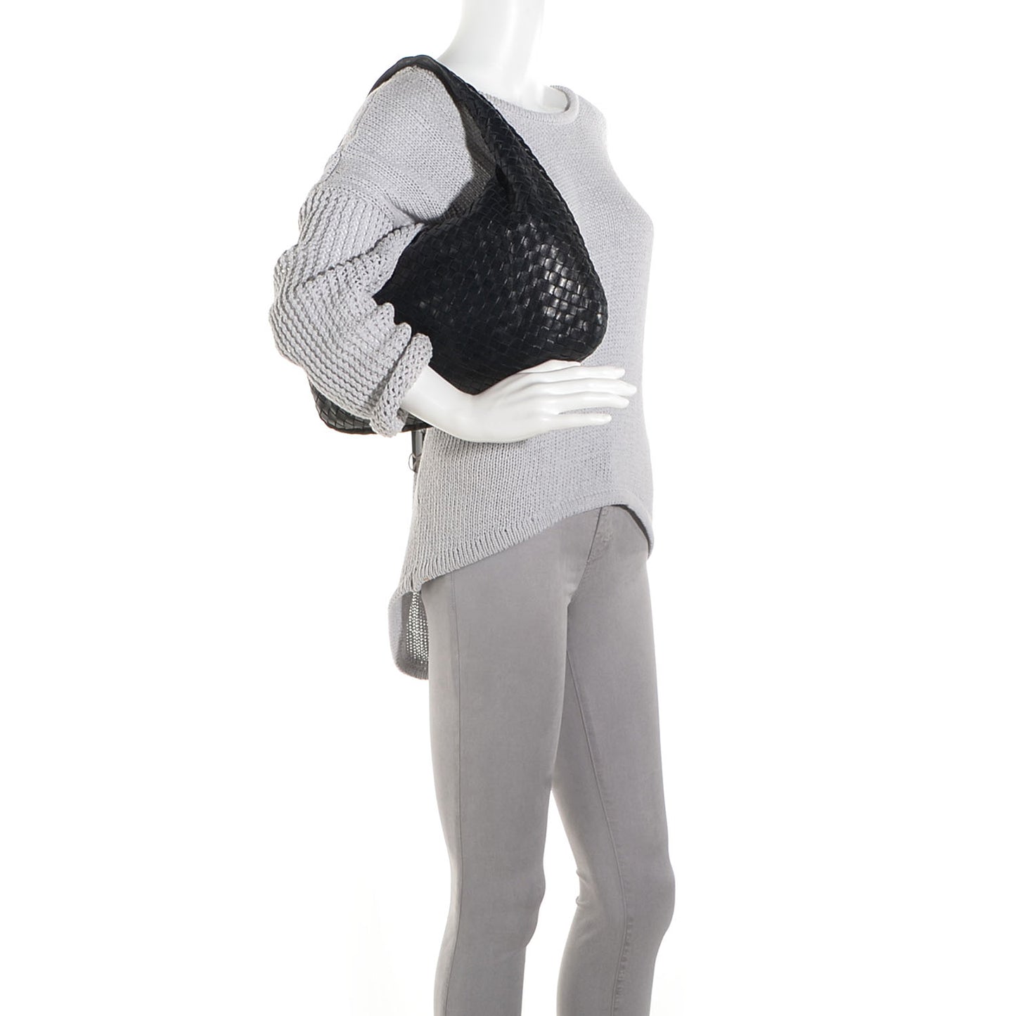 Nappa Intrecciato Medium Veneta Hobo Black