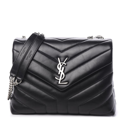 Saint Laurent Calfskin Y Quilted Monogram Small Loulou Chain Satchel Black 1 of 9