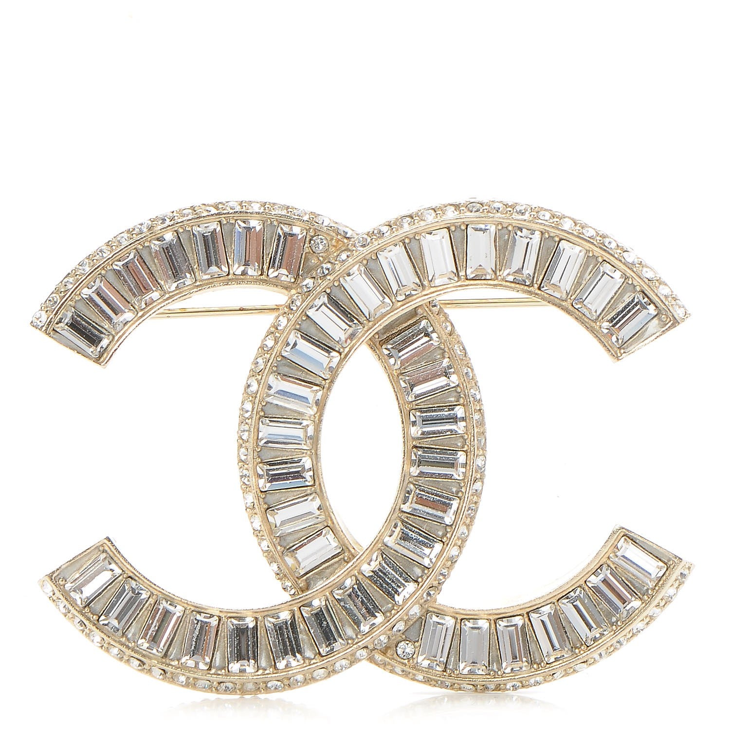 Chanel Baguette Crystal CC Brooch Gold 1 of 5