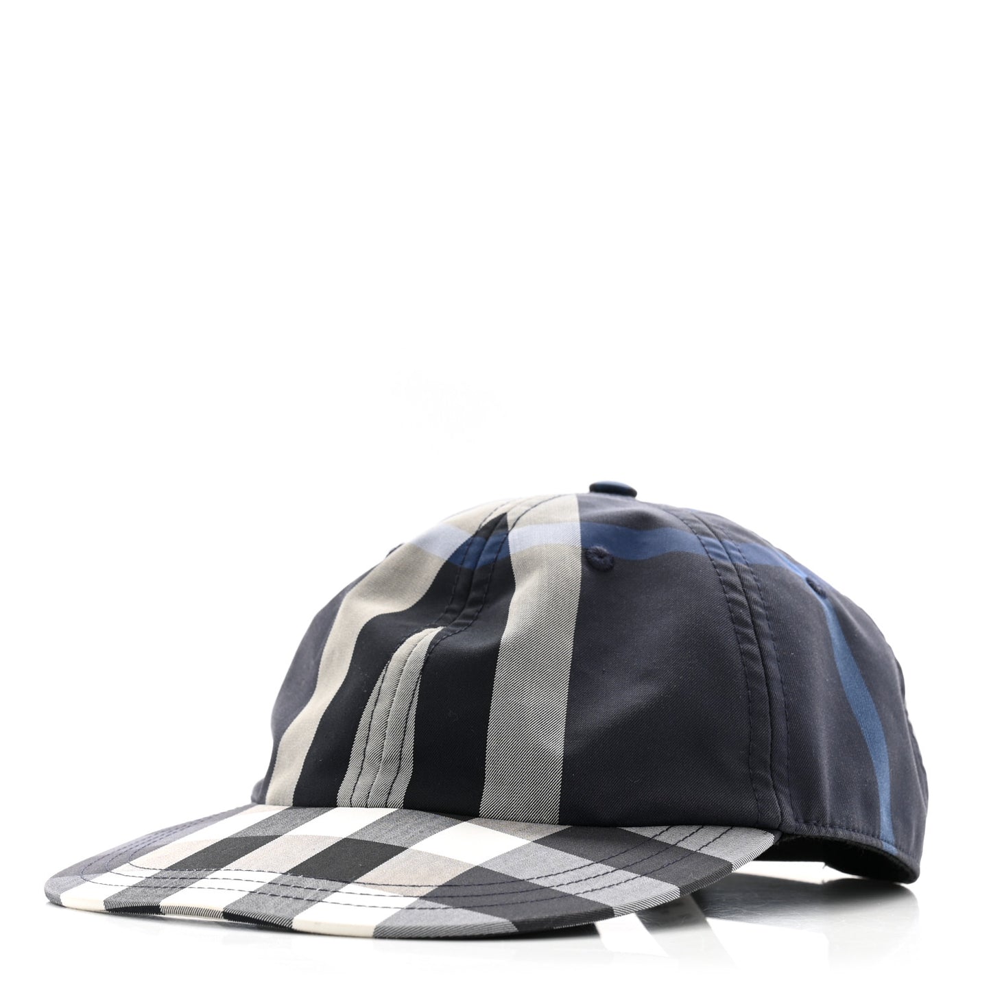 Technical Cotton Check Baseball Cap L Blue Grey