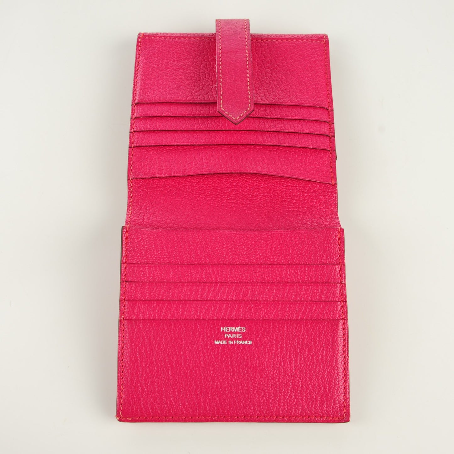 Chevre Mysore Tri Fold Bearn Wallet Rose Shocking