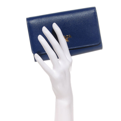 Prada Saffiano Metal Flap Wallet Bleuette 2 of 10