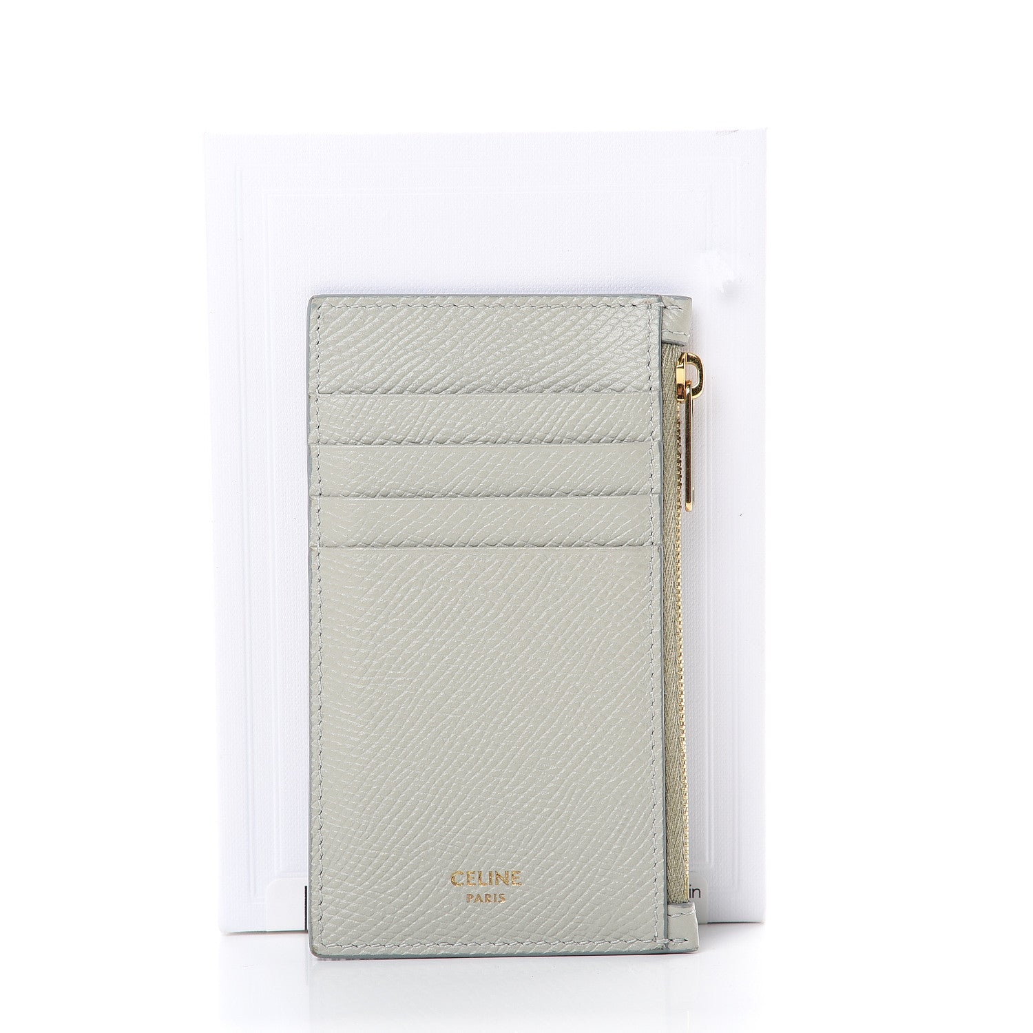 Celine Grained Calfskin Zipped Card Holder Vert D’eau 9 of 9