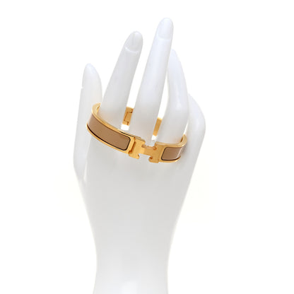 Hermes Enamel Narrow Clic Clac H Bracelet PM Beige Nacre 2 of 5