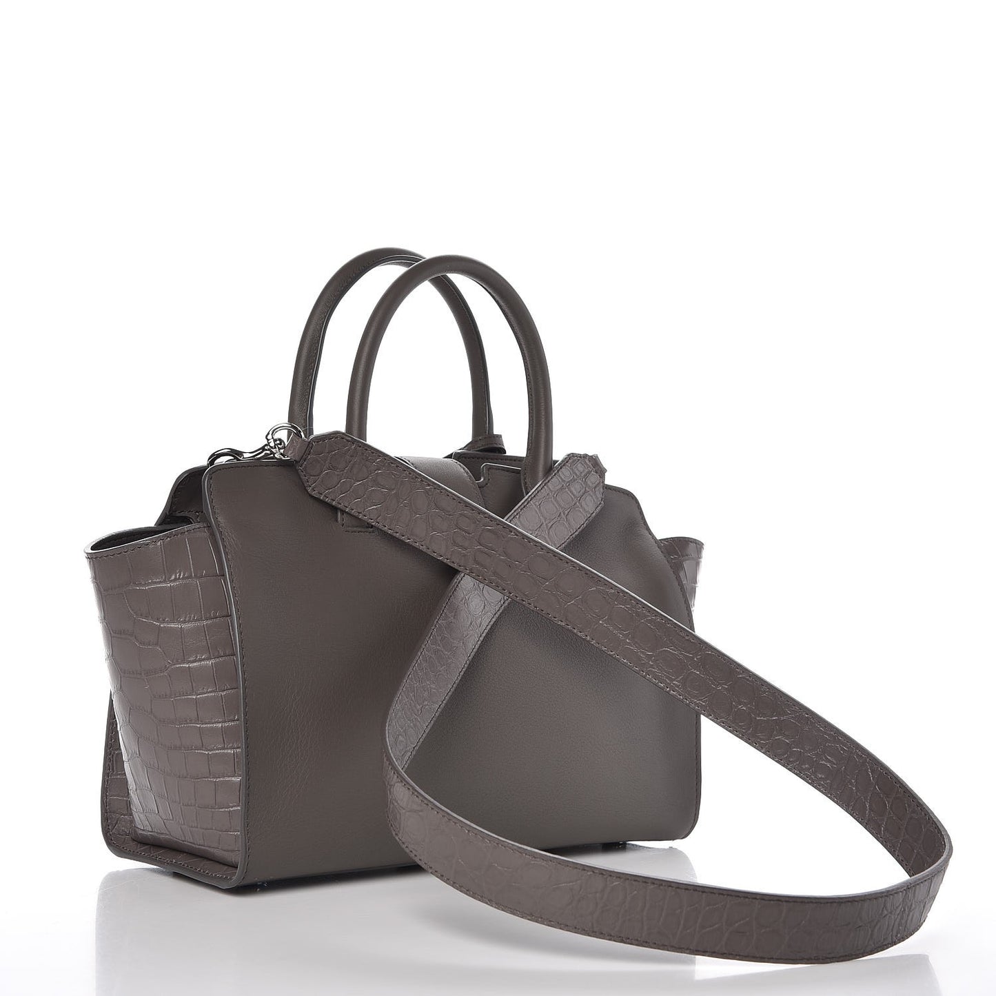 Smooth Calfskin Crocodile Embossed Baby Monogram Downtown Cabas Earth