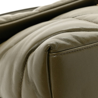Saint Laurent Lambskin Quilted Medium Loulou Puffer Monogram Chain Satchel Seaweed 10 of 14
