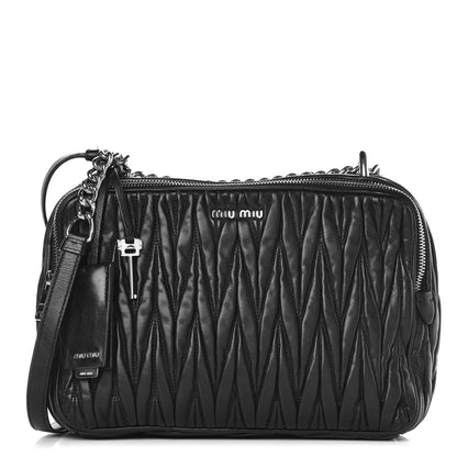 Miu Miu Nappa Matelasse Double Zip Shoulder Bag Black 1 of 15