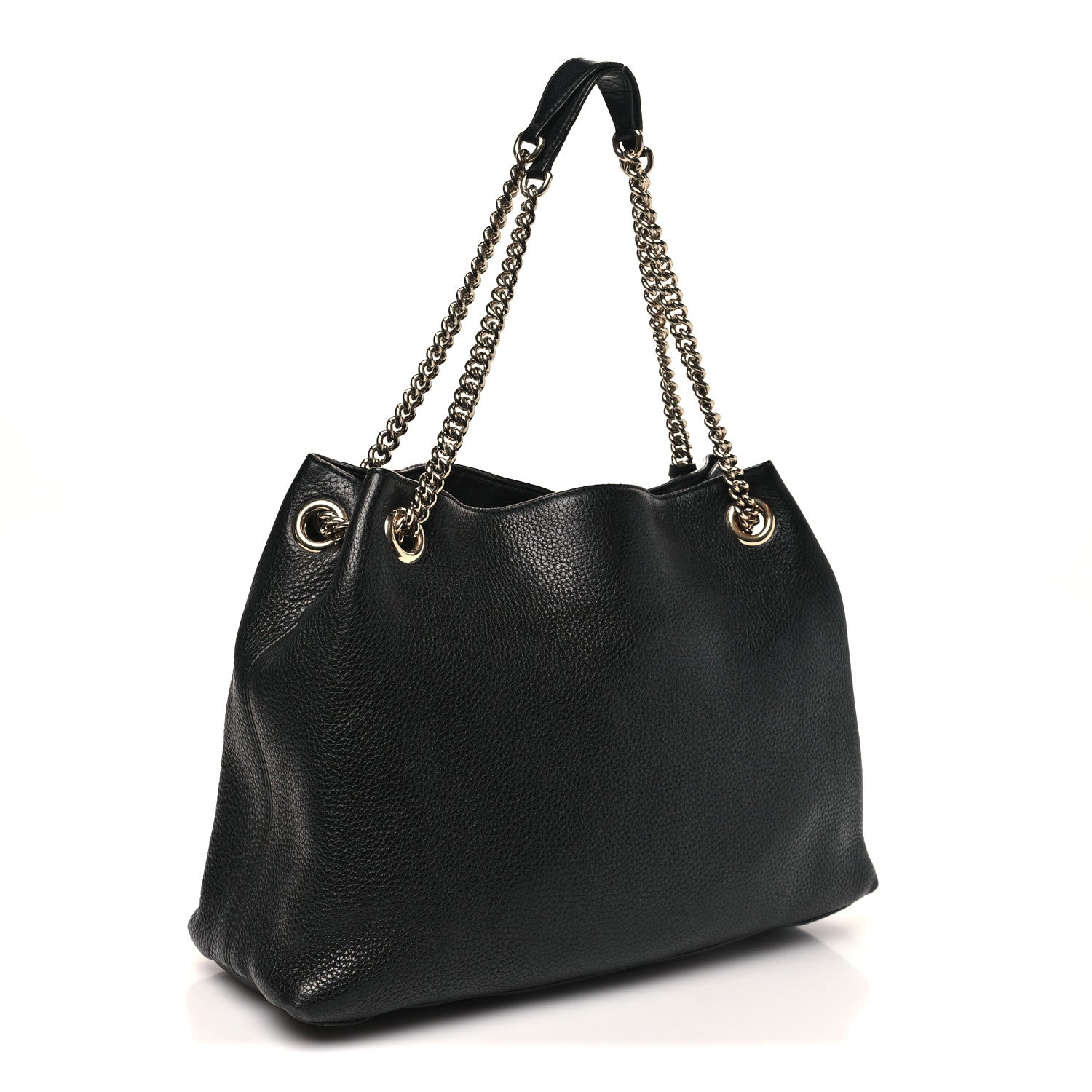 Gucci Pebbled Calfskin Medium Soho Chain Shoulder Bag Black 3 of 12