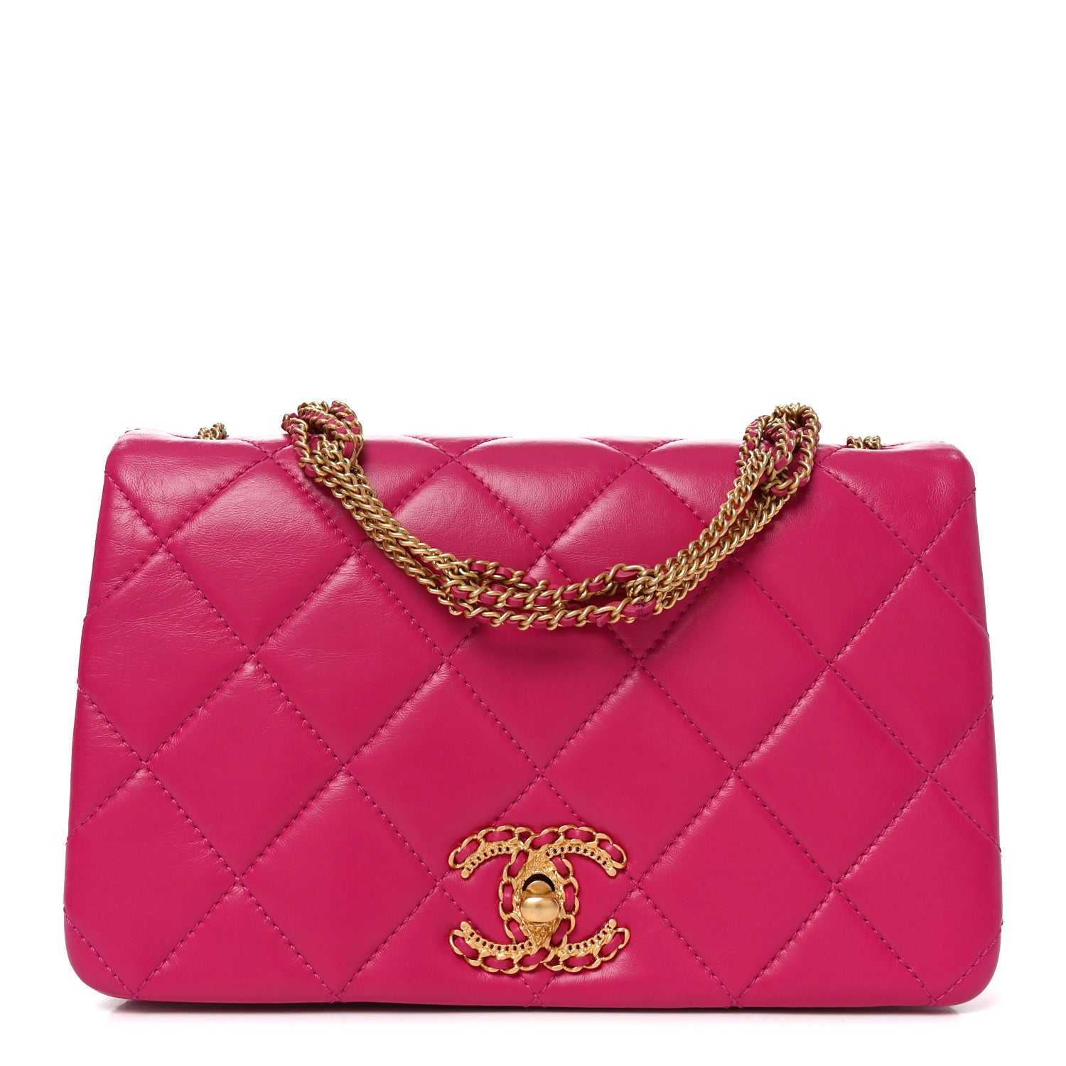 Chanel Lambskin Quilted On And On Small Chain Flap Fuchsia 1 of 10