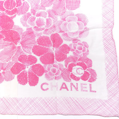 Chanel Cotton Silk CC Camellia Stole Pink White 2 of 4