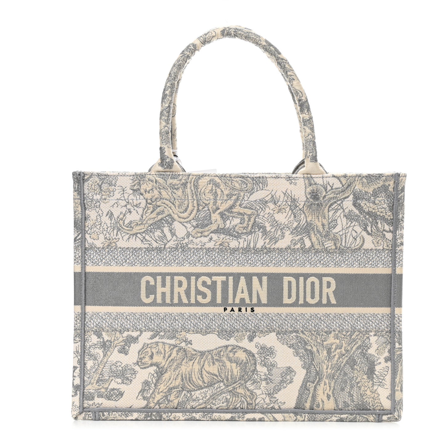 Canvas Embroidered Medium Dioriviera Toile De Jouy Book Tote Gray