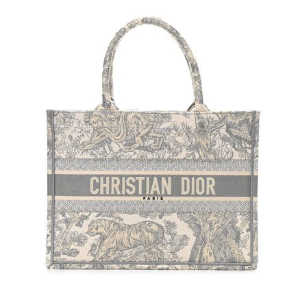 Christian Dior Canvas Embroidered Medium Dioriviera Toile De Jouy Book Tote Gray 1 of 10