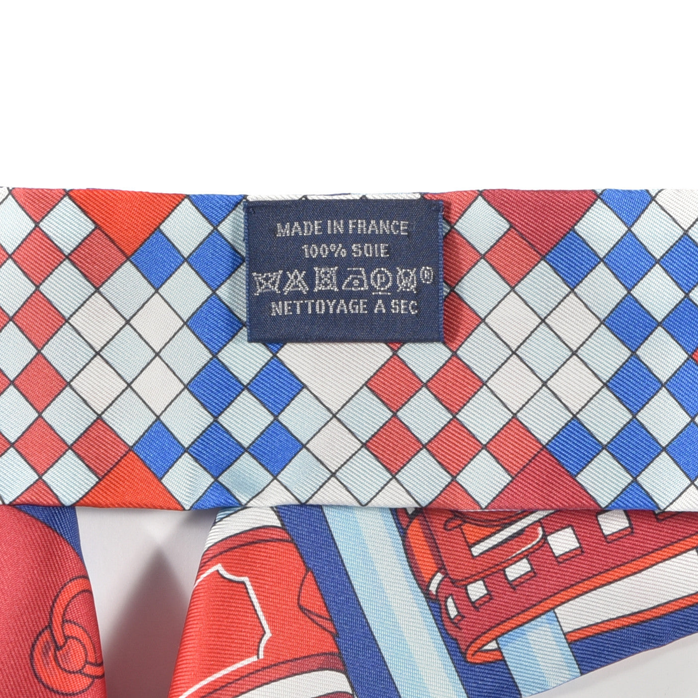 Hermes Silk Colliers de Chiens Remix Twilly Marine Rouge White 9 of 10