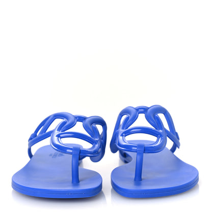 Hermes Rubber Womens Egerie Sandals 38 Bleu Outremer 3 of 11