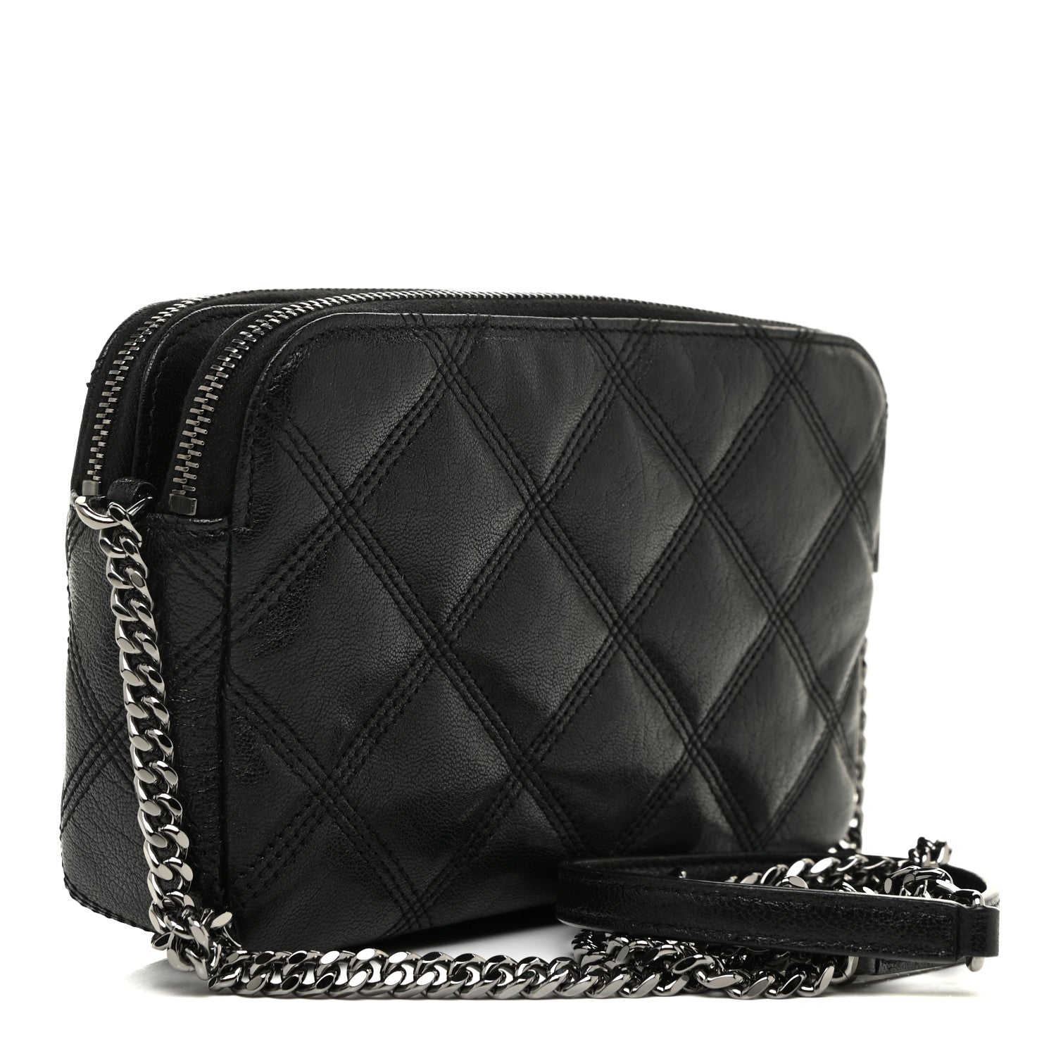 Saint Laurent Grained Lambskin Quilted Mini Becky Double Zip Bag Black 3 of 11