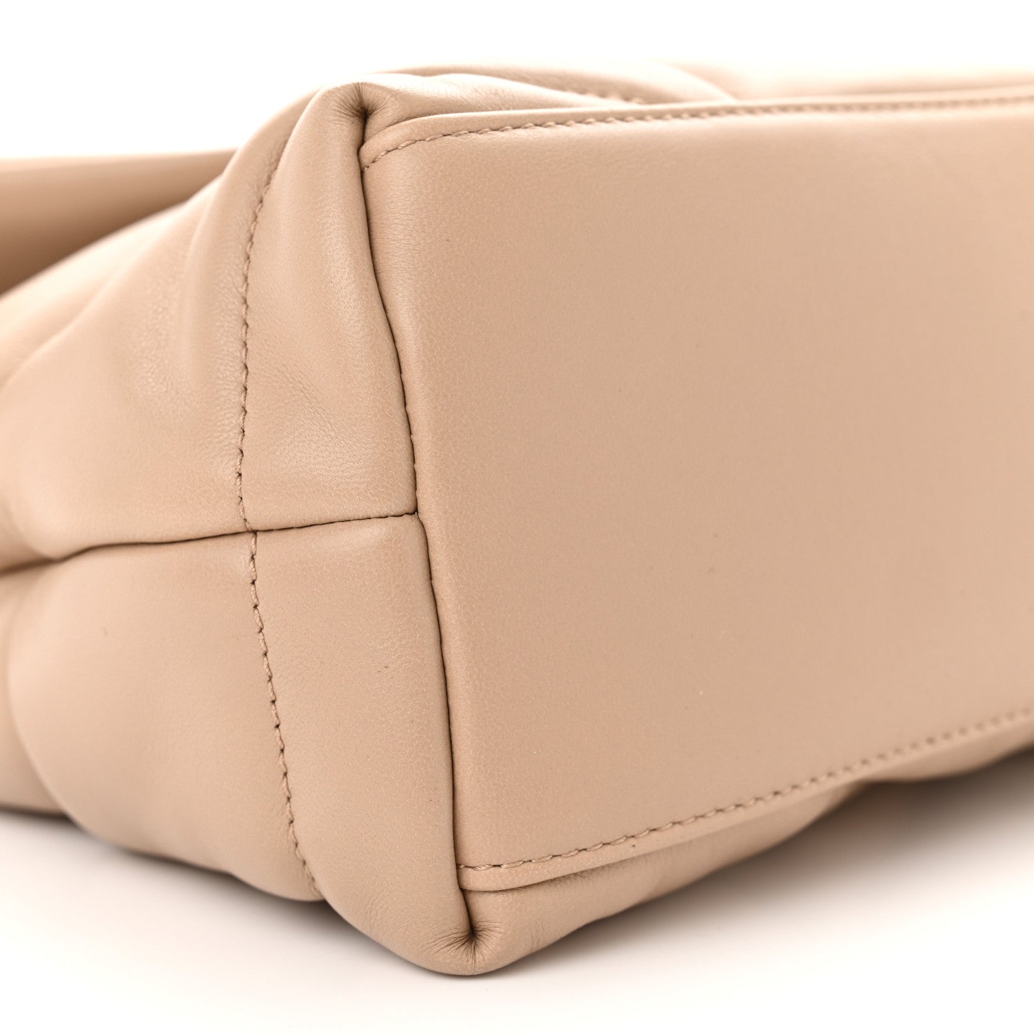 Saint Laurent Lambskin Quilted Small Loulou Puffer Monogram Chain Satchel Dark Beige 9 of 12