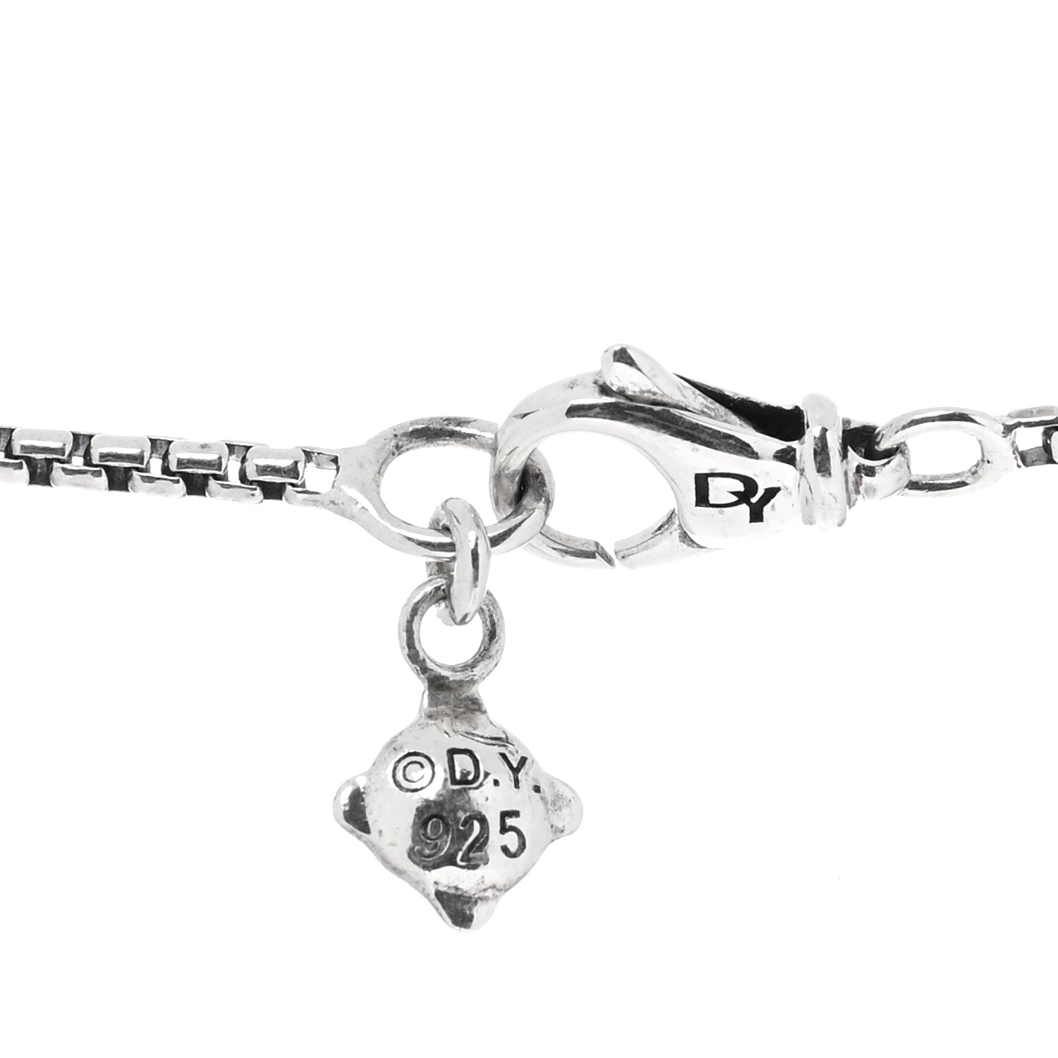 David Yurman Sterling Silver Diamond Cable Heart Lariat Necklace 4 of 4