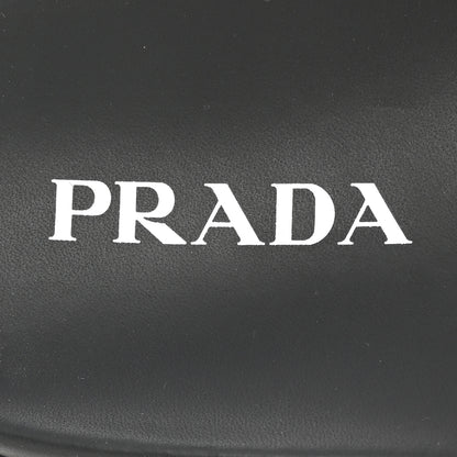 Prada Shearling Metal Triangle Logo Lug Sole 20mm Slide Sandals 41 Black 7 of 9