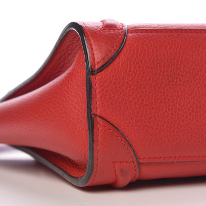 Celine Drummed Calfskin Nano Luggage Red 10 of 11