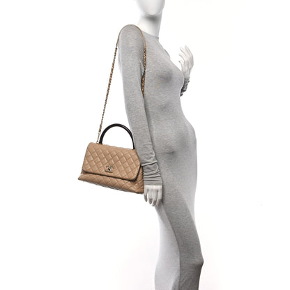 Chanel Caviar Lizard Embossed Quilted Small Coco Handle Flap Beige 2 of 16