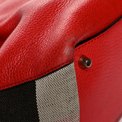 Burberry Grainy Calfskin House Check Small Maidstone Red 9 of 18