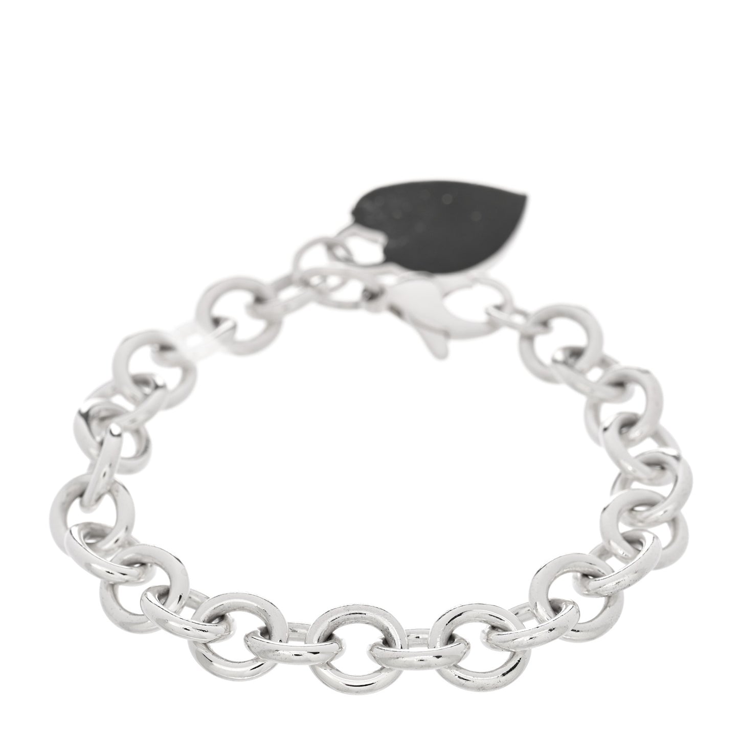 Sterling Silver Heart Tag Charm Bracelet