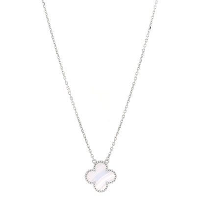 Van Cleef & Arpels 18k White Gold Chalcedony Vintage Alhambra Pendant Necklace 1 of 5