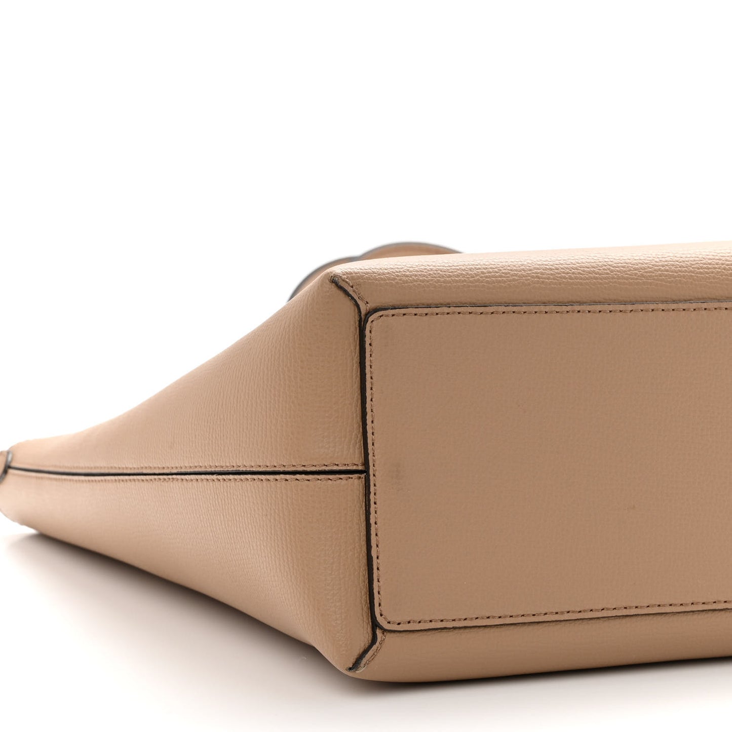 Grainy Calfskin Haymarket Check Medium Reversible Tote Camel