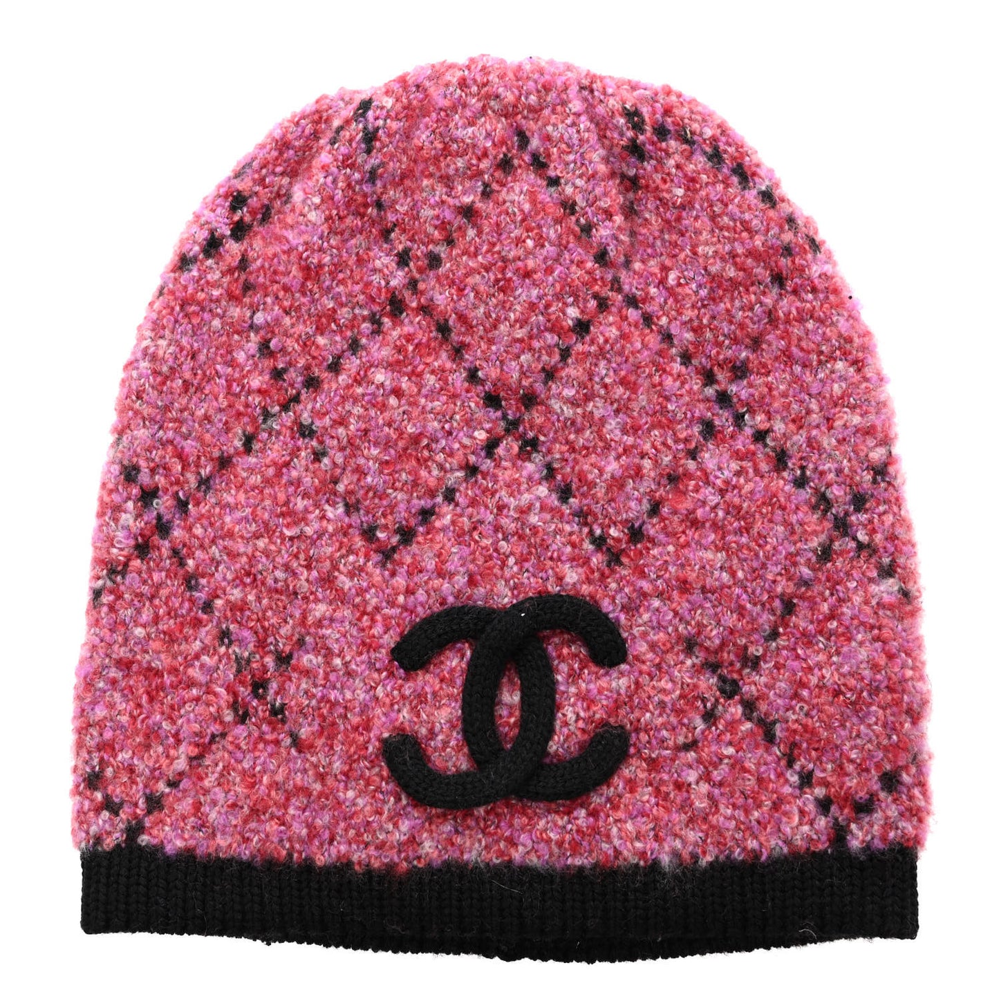 Cashmere Logo Beanie Hat Dark Pink Black