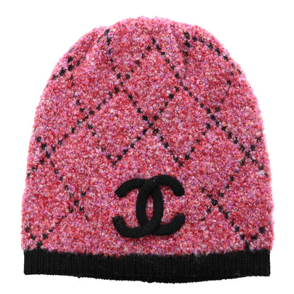 Chanel Cashmere Logo Beanie Hat Dark Pink Black 1 of 4