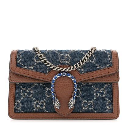 Gucci New Denim GG Monogram Dollar Calfskin Enamel Super Mini Dionysus Shoulder Bag Blue Tea Cuir Epilog Electric Blue 1 of 11