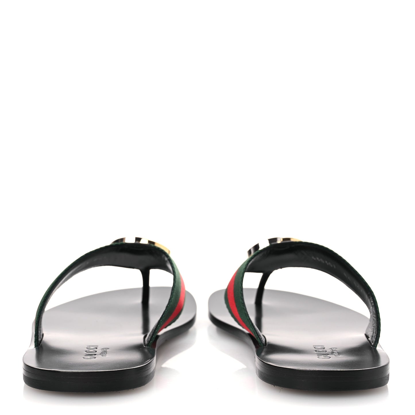 Nylon Calfskin Web Mens GG Thong Sandals 8.5 Green Red Black