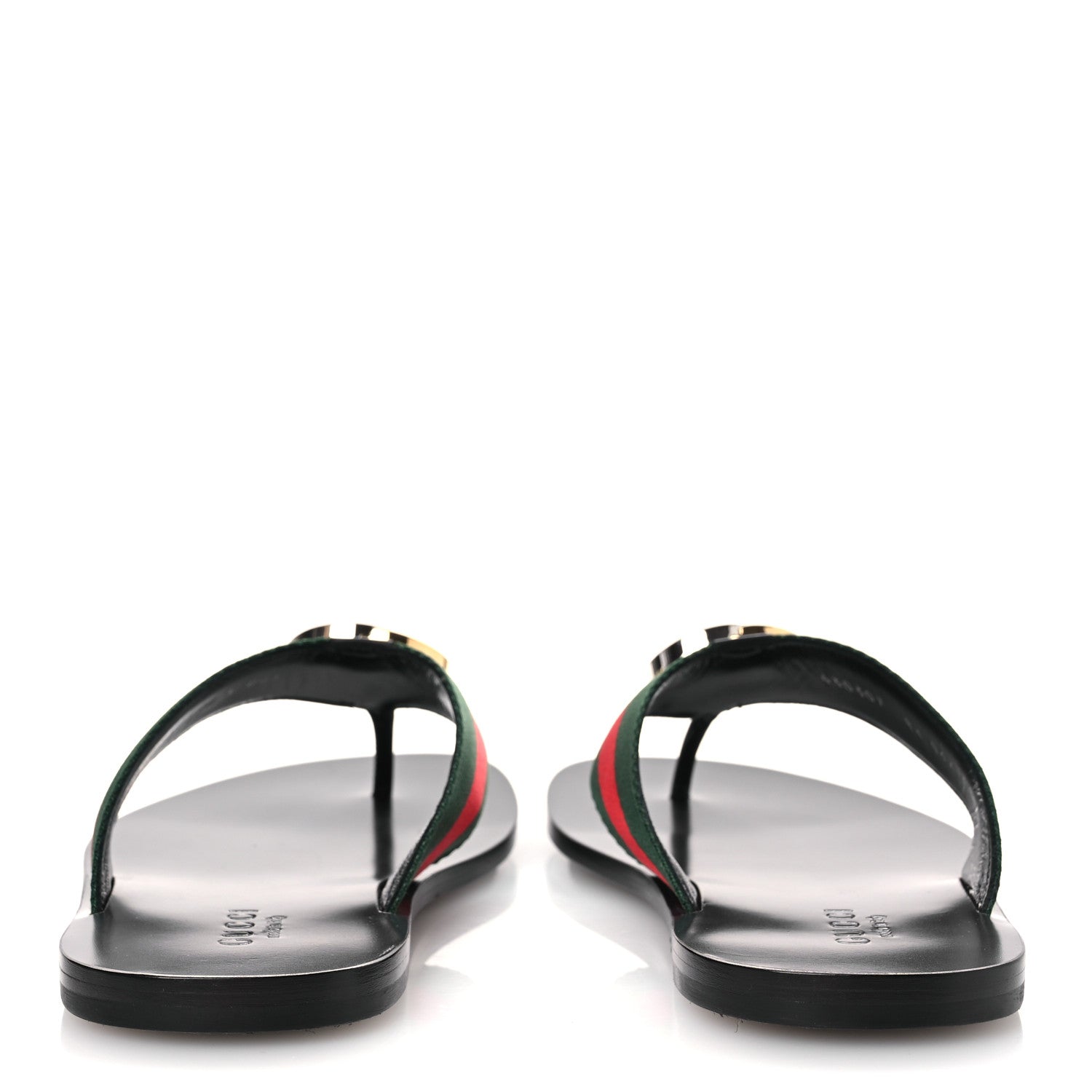 Gucci Nylon Calfskin Web Mens GG Thong Sandals 8.5 Green Red Black 6 of 11