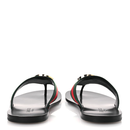 Gucci Nylon Calfskin Web Mens GG Thong Sandals 8.5 Green Red Black 6 of 11