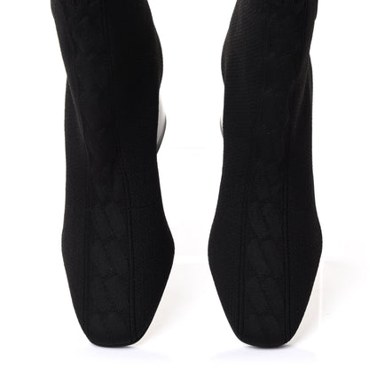 Hermes Knit Calfskin Volver Ankle Boots 37.5 Black 5 of 9