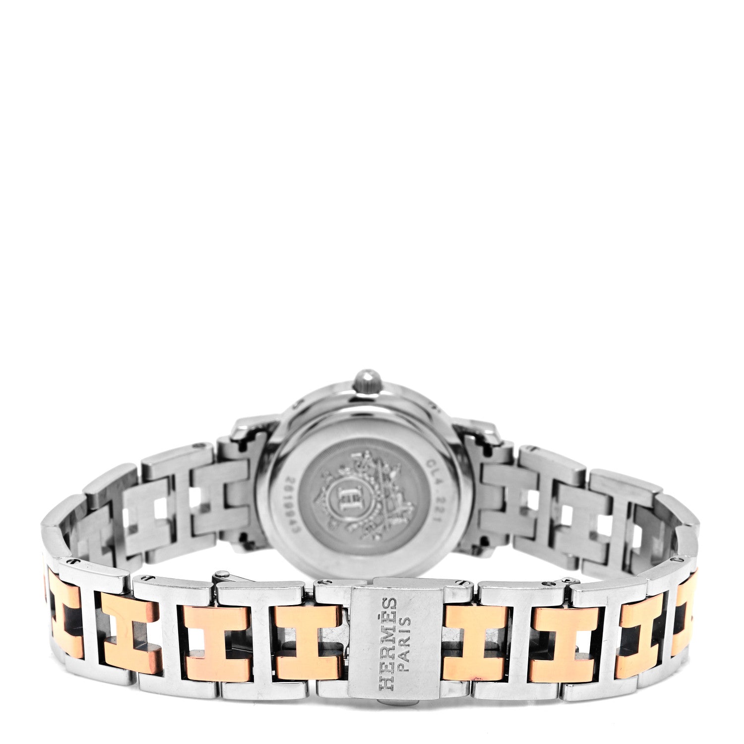 Hermes Stainless Steel Mother of Pearl 24mm Clipper Quartz Watch Rose Gold 3 of 5