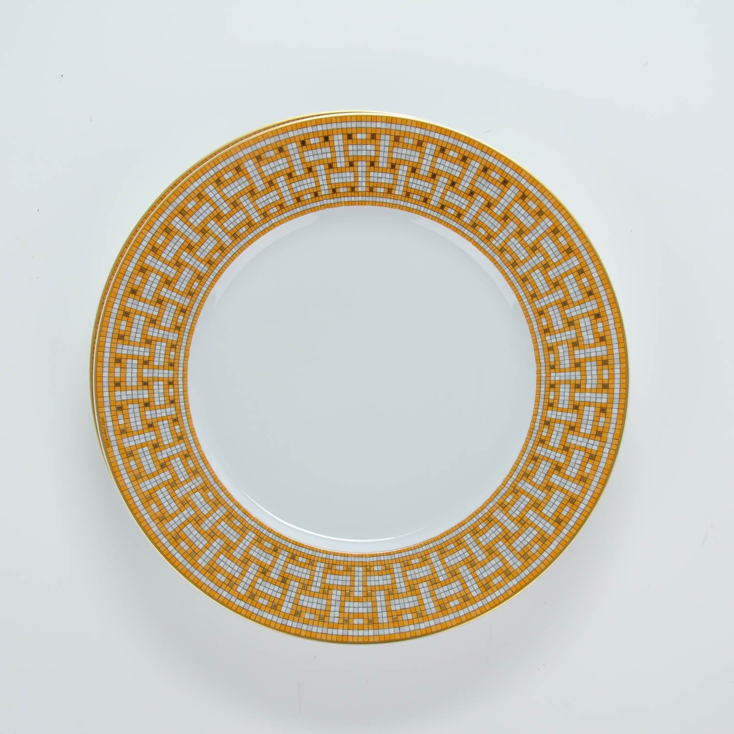 Hermes Porcelain Mosaique Au 24 Gold Dinner Plate Set of 2 3 of 9