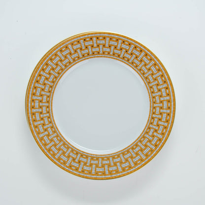 Hermes Porcelain Mosaique Au 24 Gold Dinner Plate Set of 2 3 of 9