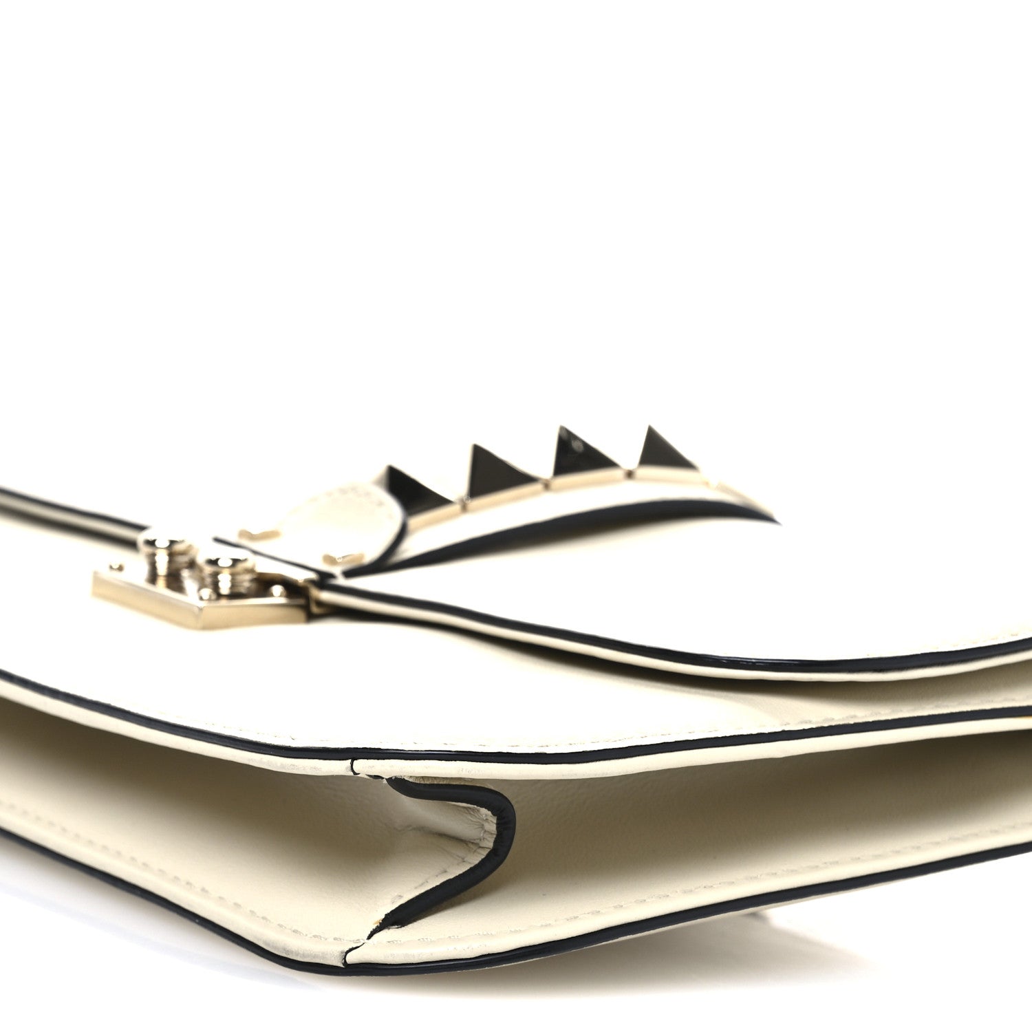 Valentino Garavani Vitello Medium Glam Lock Rockstud Flap Light Ivory 10 of 10
