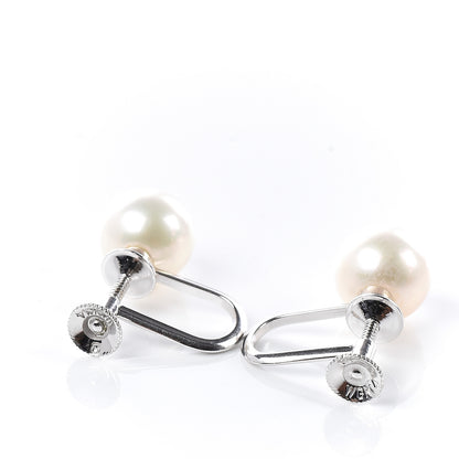 Mikimoto 14K White Gold Akoya Pearl 8mm Screw Back Earrings 3 of 4