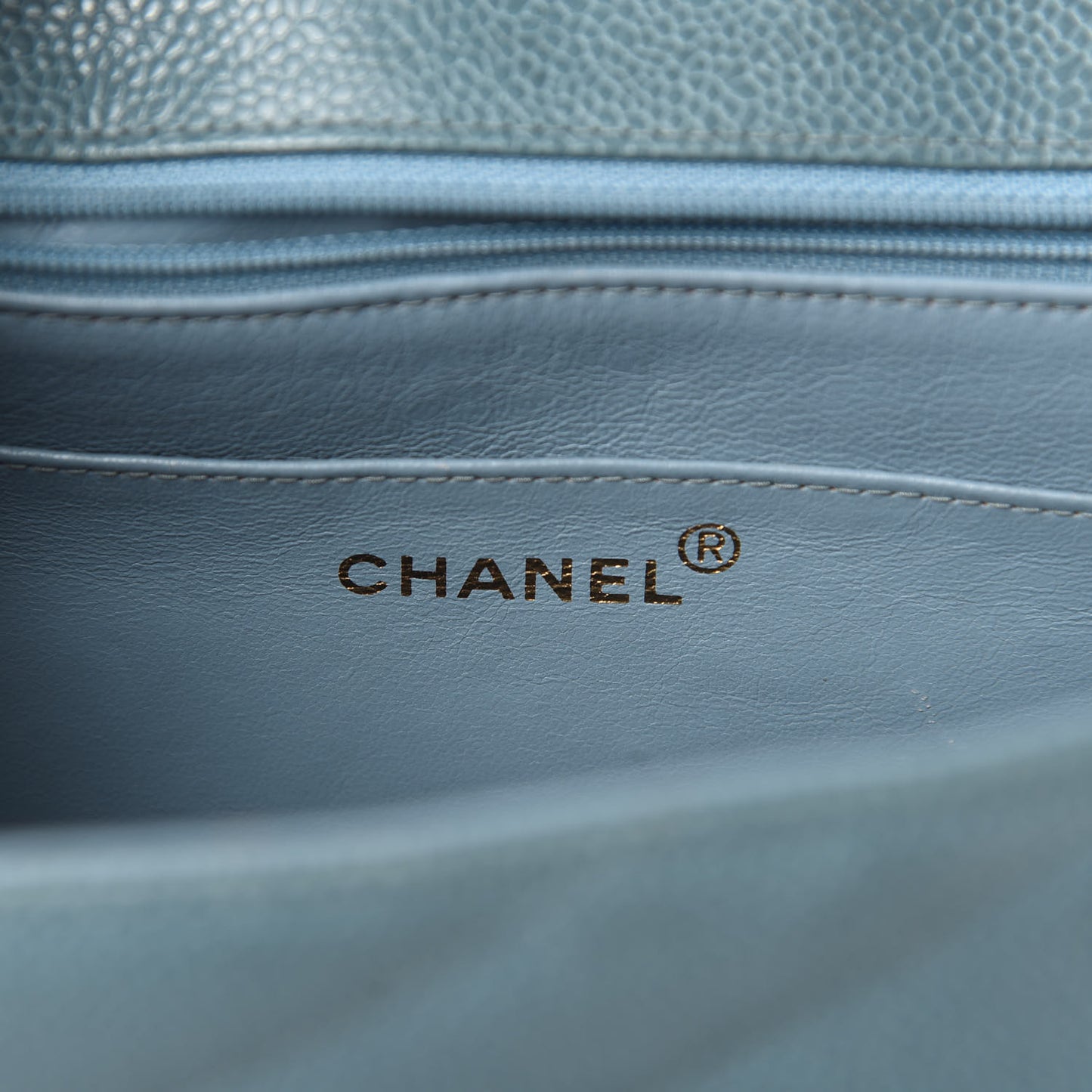 Caviar Diagonal Quilted Jumbo Single Flap Blue