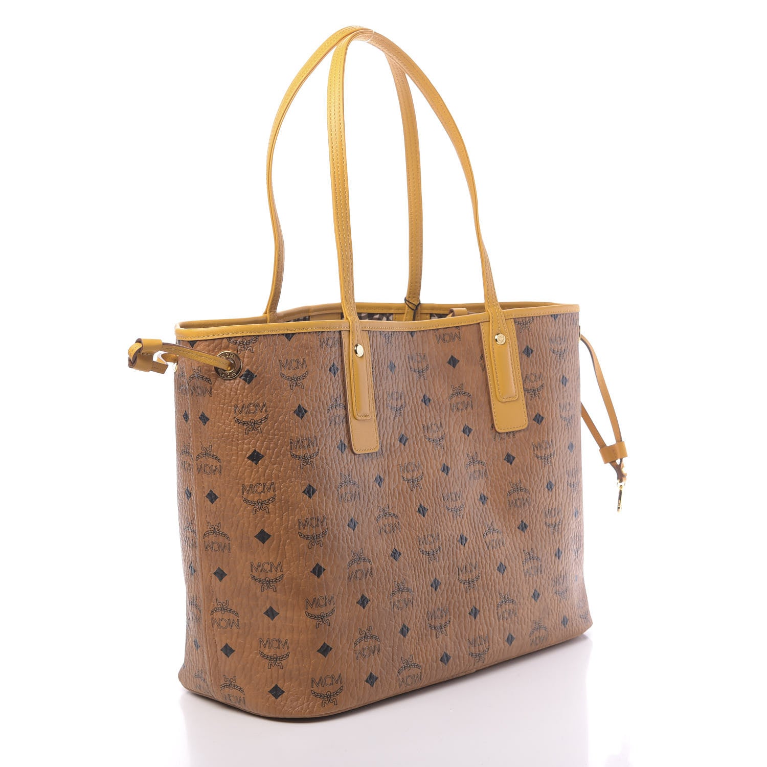 MCM Visetos Medium Liz Reversible Shopper Tote Cognac Yellow 5 of 16