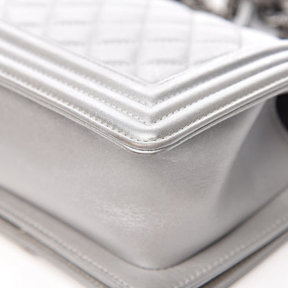 Chanel Metallic Calfskin Quilted Small Boy Flap Silver 14 of 15
