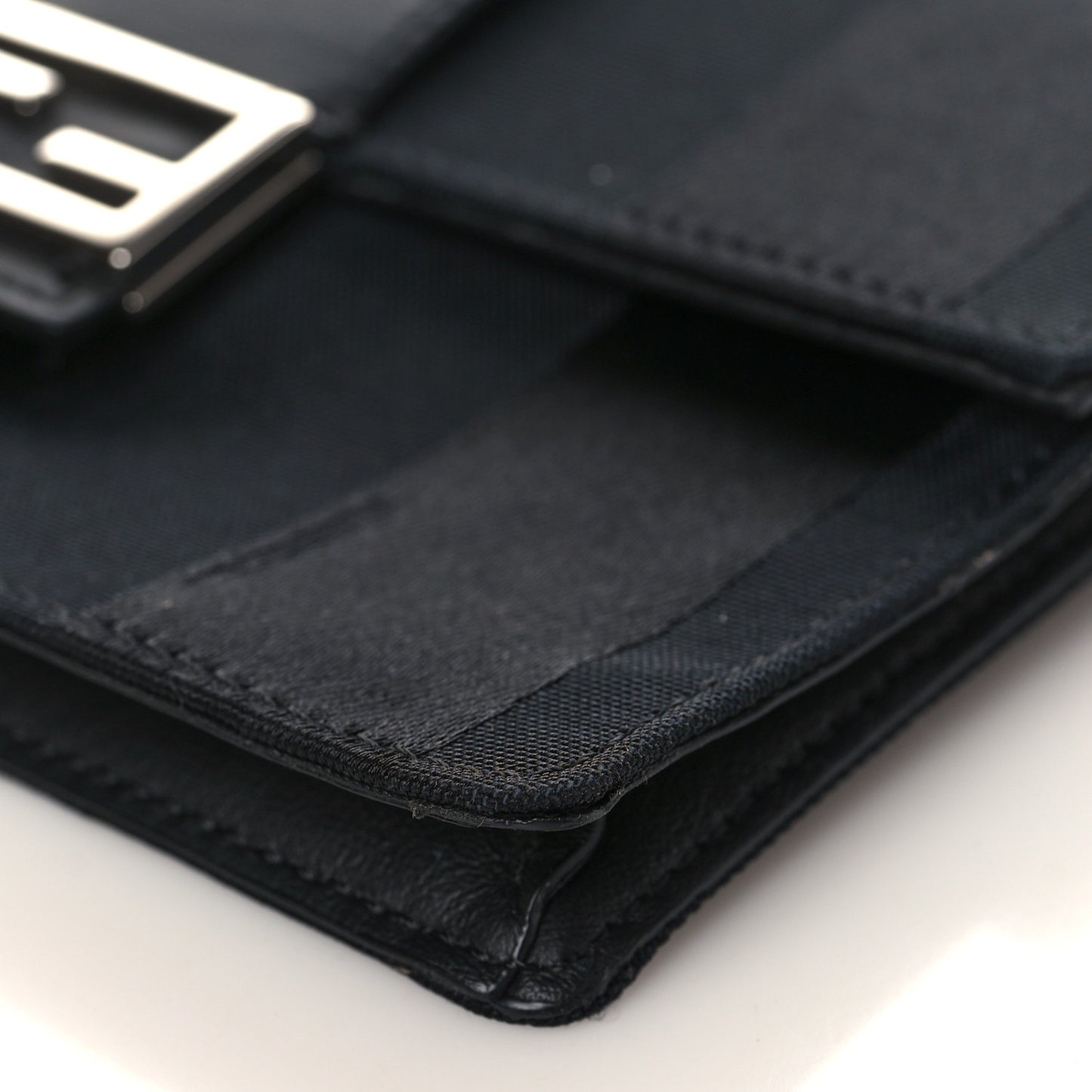 Recycled Nylon Vitello Grace Light Pequin Baguette Belt Pouch Black