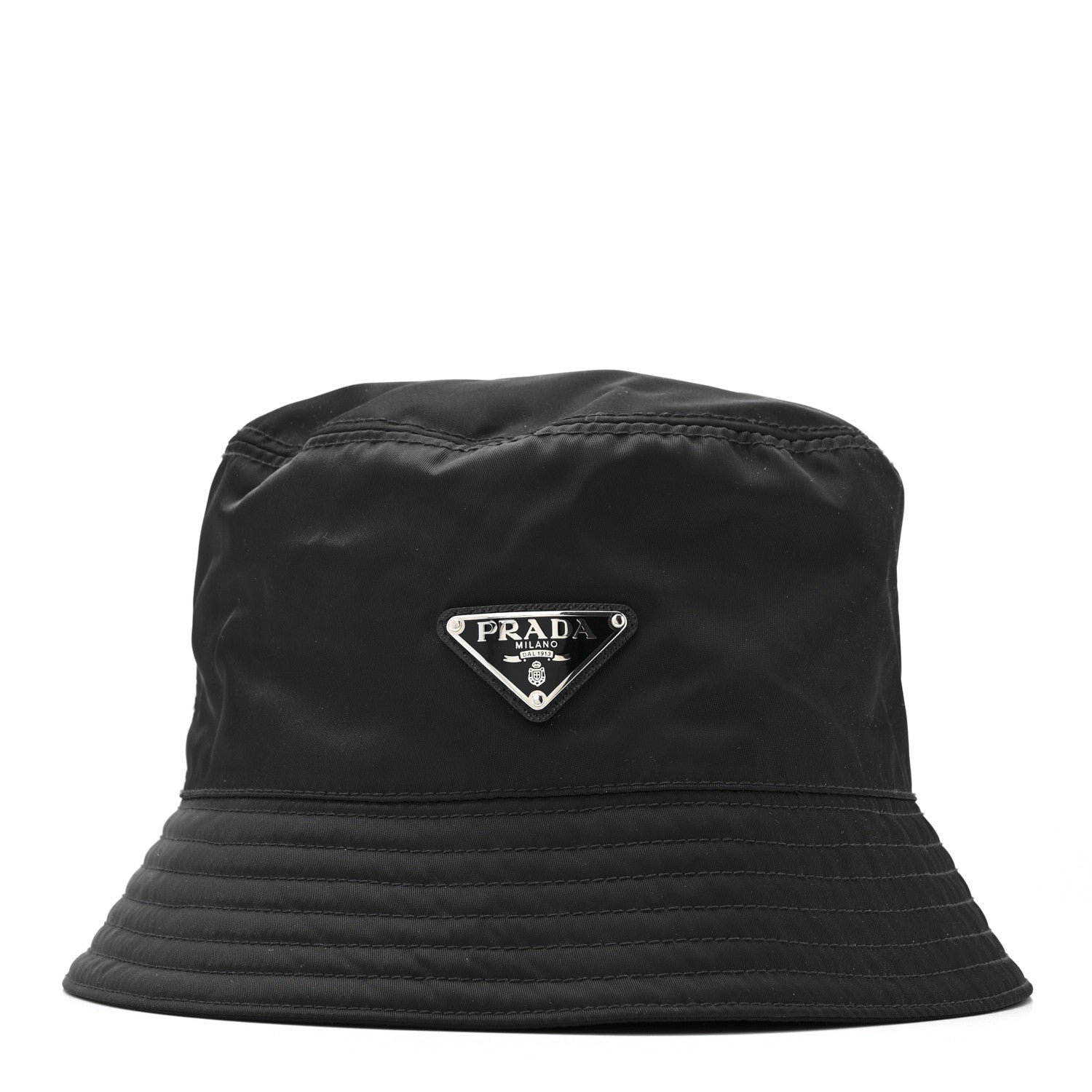 Prada Re-Nylon Metal Triangle Logo Womens Bucket Hat XL Black 3 of 9