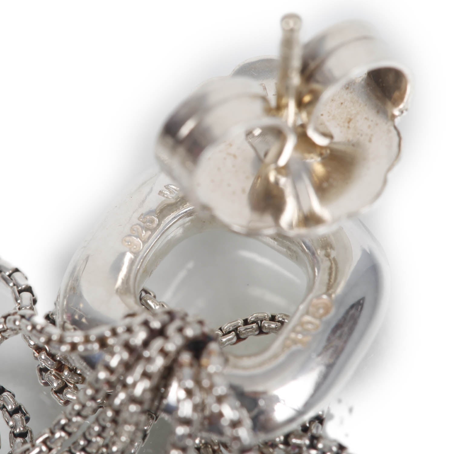 David Yurman Sterling Silver Pave Diamond Waterfall Drop Earrings 4 of 5